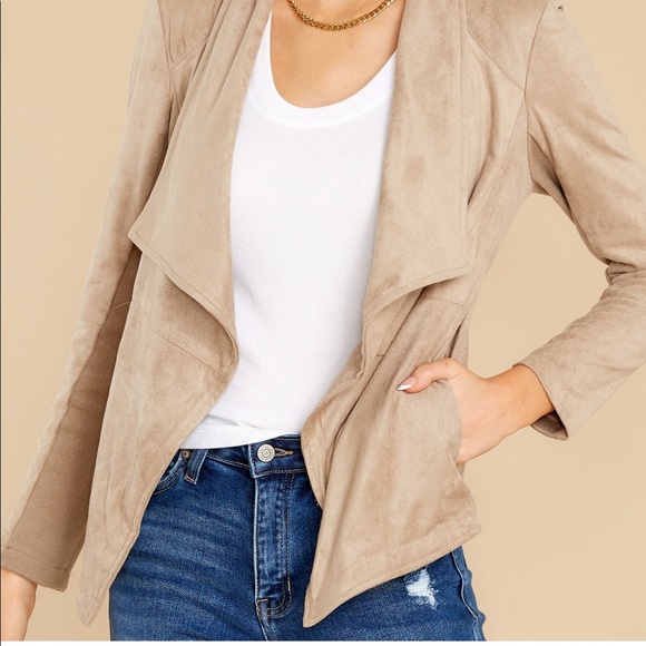 BB Dakota Wade Faux Suede Drape Jacket in Toffee S - Picture 4 of 8